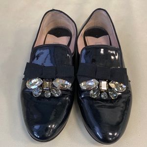 Miu miu black patent loafer shoes
